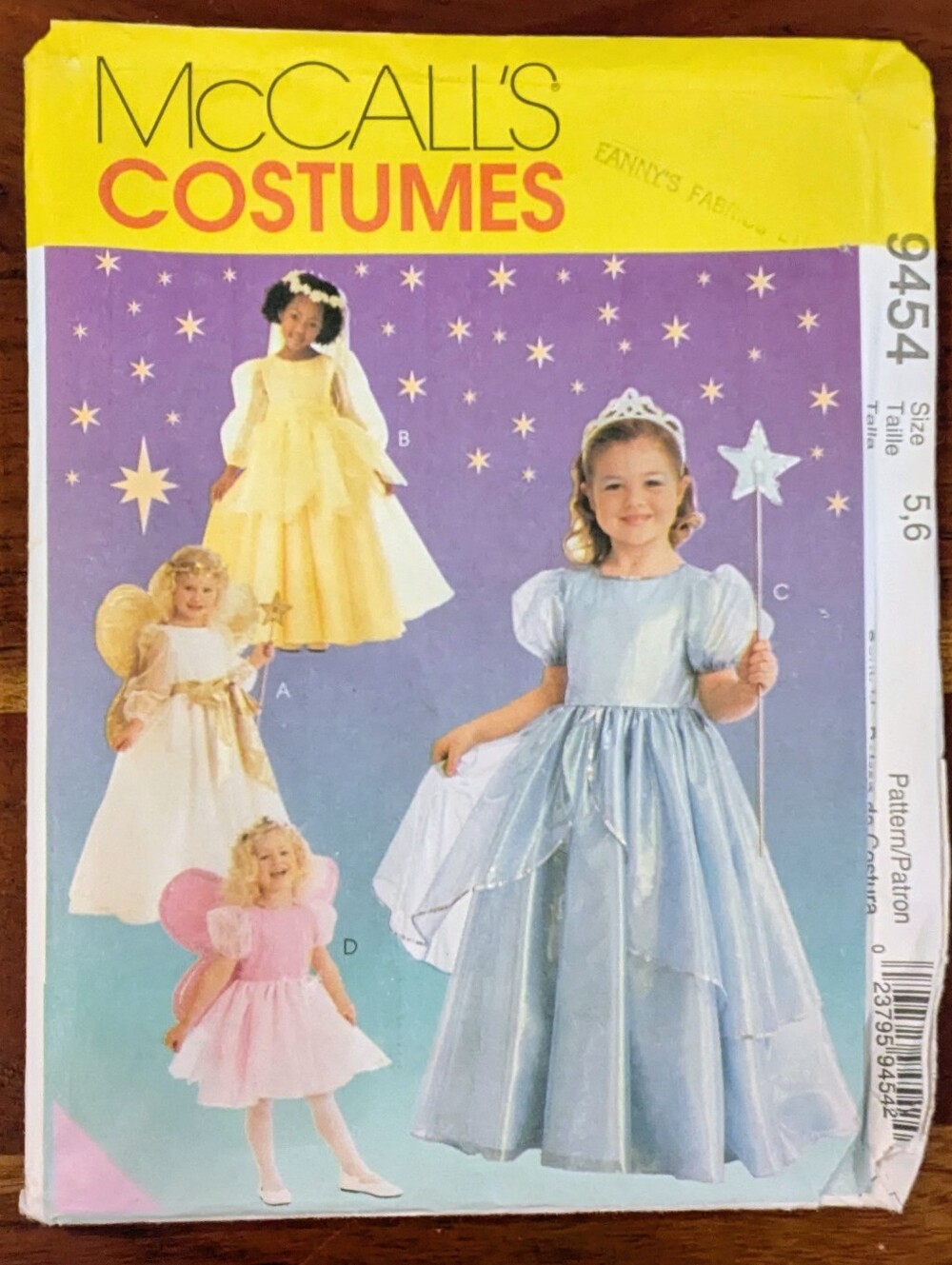 McCall's 9454 Fairy Princess & Angel Costumes Children's & Girls' Sizes - Cut